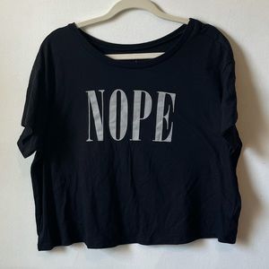 Torrid Black “NOPE” Relaxed Fit Crop Top, size 2